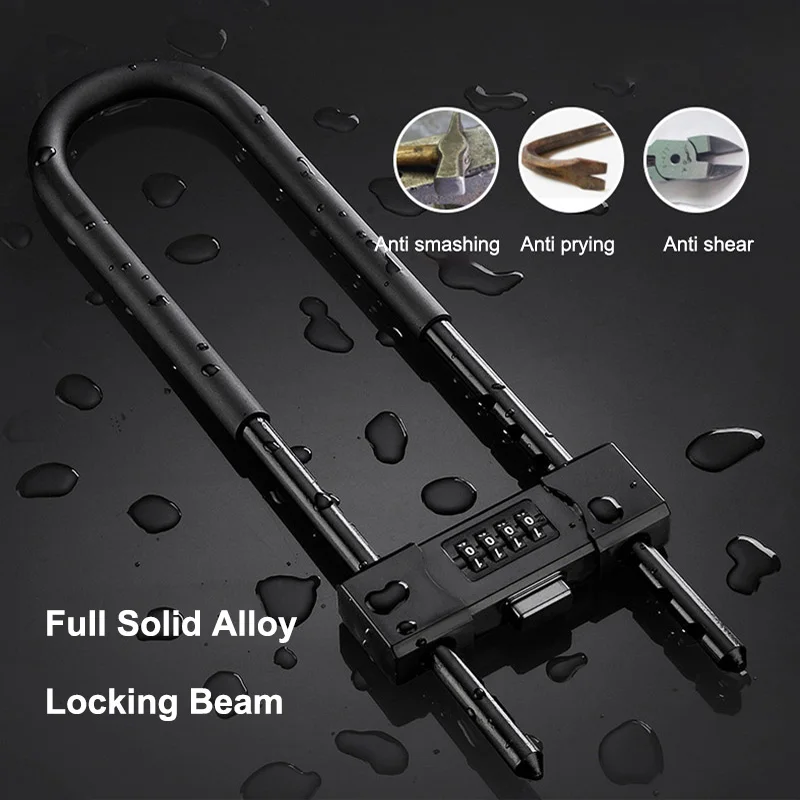 4Word UShaped Password Lock AntiShear AntiTheft Alloy Steel Glass