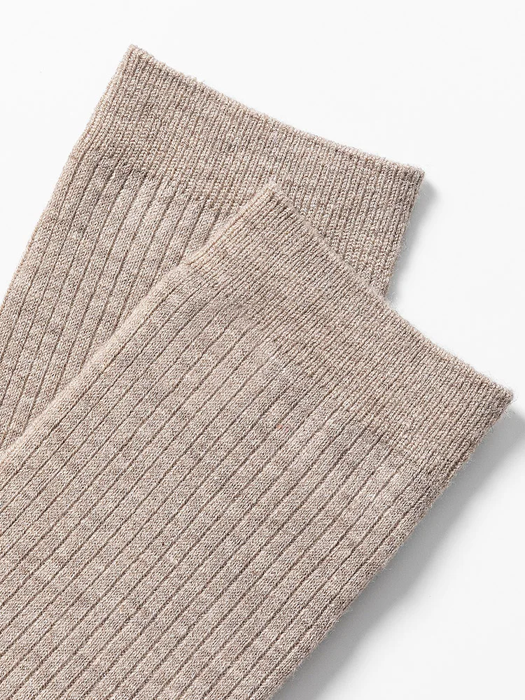 Wool Blend Calf Length Stocking Women's Knitted Long Socks Ribbed Winter Warm Casual Fine Yarn High Socks 1 Pairs Soft Christmas Wool Blend Stockings