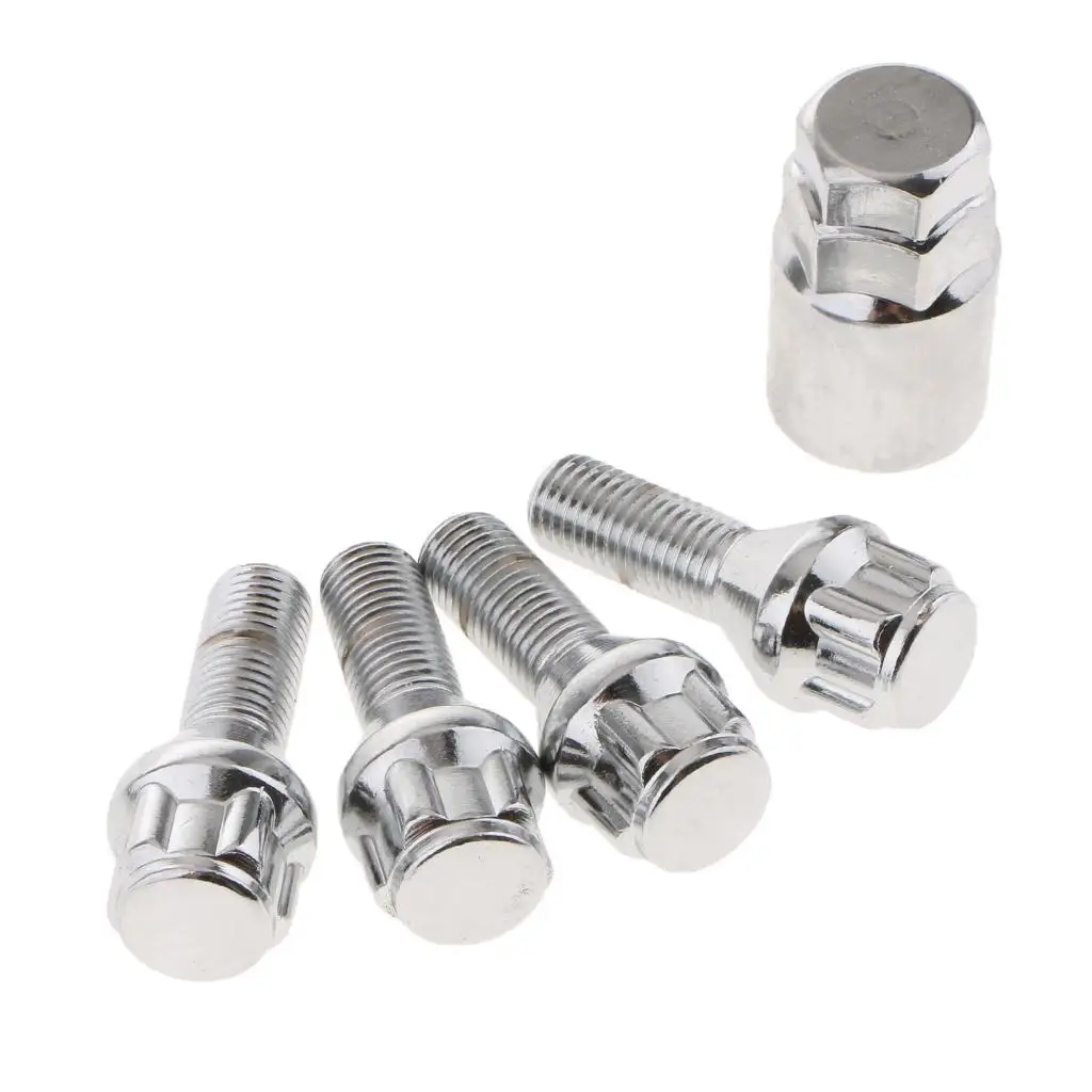 4 pieces M12X1.5 WHEEL LOCK Bolts Anti Theft 1 KEY for Toyota for Mitsubishi