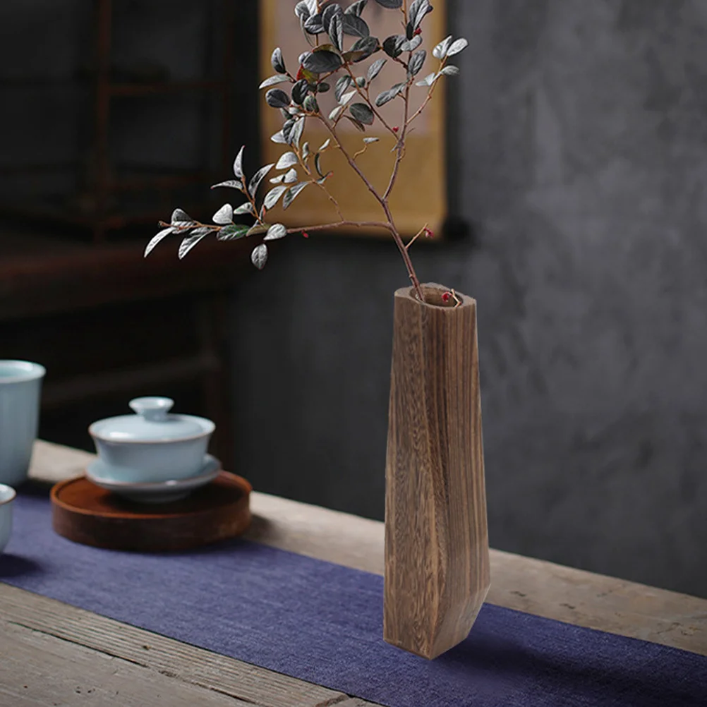 

Office Decor Wooden Vase Decorative Plant Pot Modern Container Dried Flower Table Centerpiece Decoration