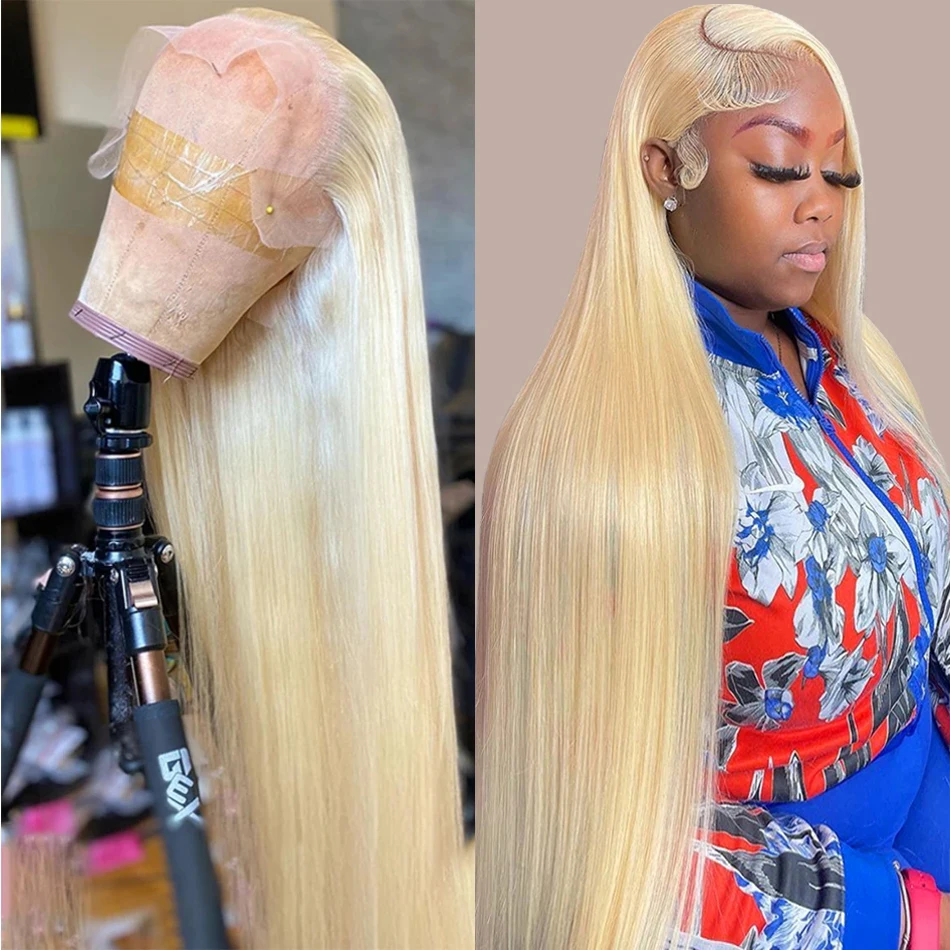 

32 34 Inches Blonde 613 HD Lace Frontal Wig 13x4 Straight Human Hair Transparent Brazilian Remy Lace Frontal Hair 180% For Women