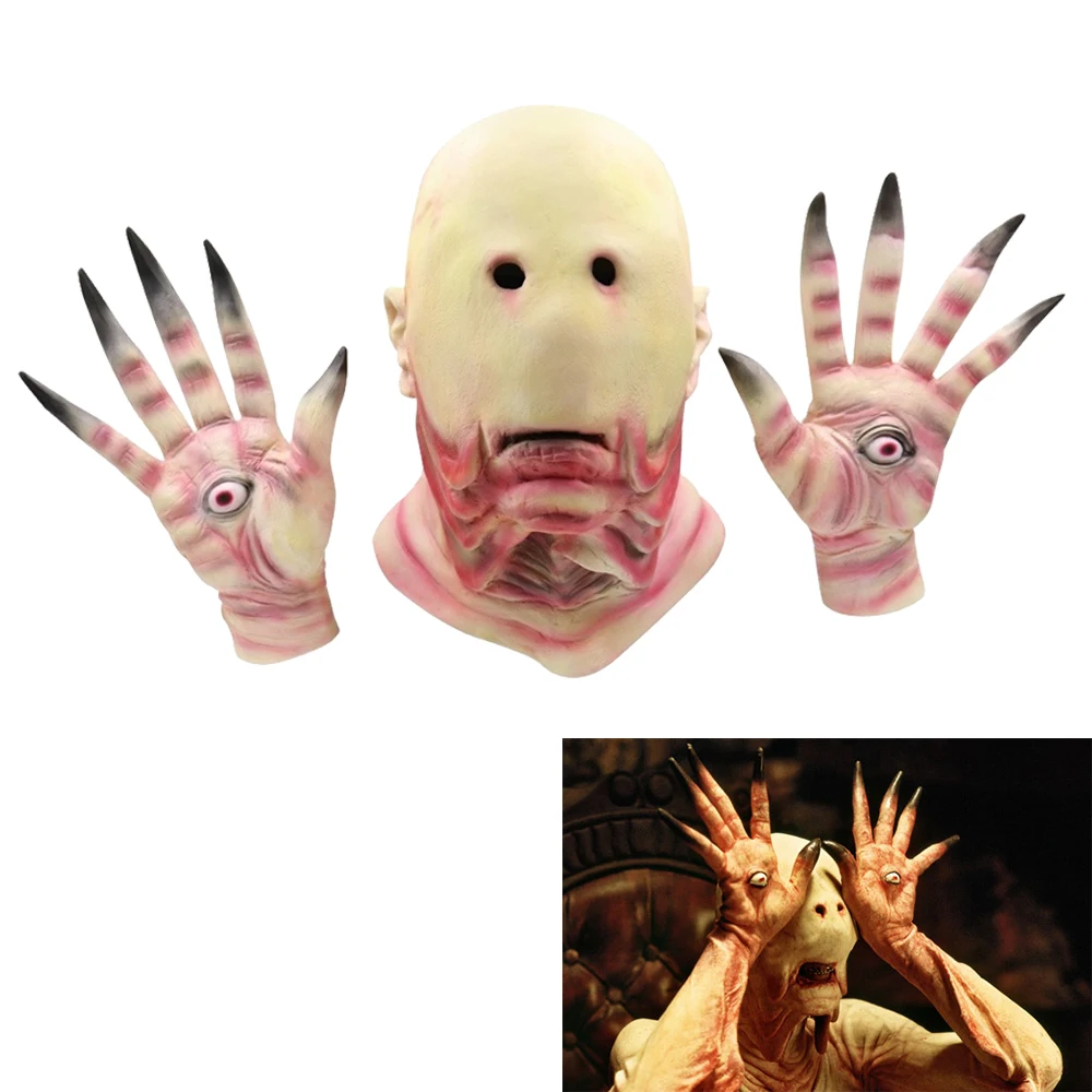 

Movie Pan's Labyrinth Horror Pale Man No Eye Monster Cosplay Latex Mask and Gloves Halloween Haunted House Scary Props