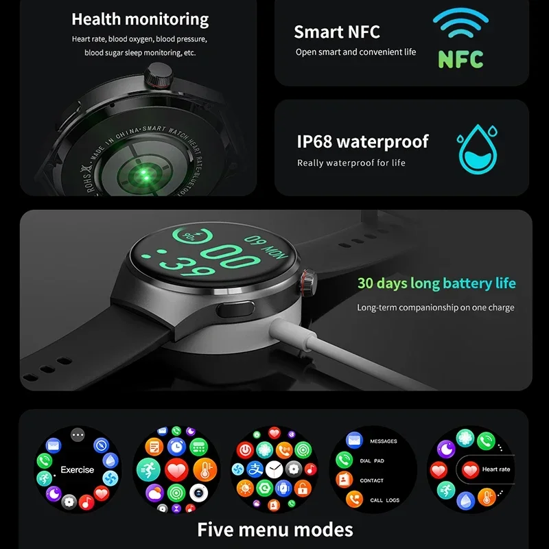 GT4 Pro Ʈ ġ  NFC GPS , AMOLED 360*360 HD ȭ, ɹڼ  ȭ Ʈ ġ, IP68, 2024 ǰ