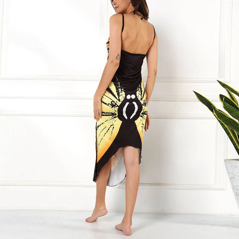 Sexy Borboleta Impressão Cover Maiô Feminino Verão Túnica Biquíni Banho Sarong Envoltório Saia Elegante Senhora Beachwear Vestido up 7 Computers & Electronics