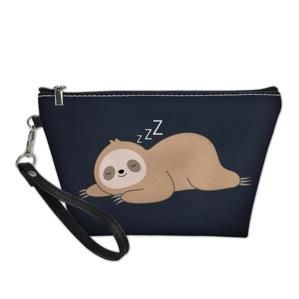 

Woman Make Up Bag Cute Sloth Print Leather Cosmetic Bags For Women Travel Small Makeup Bag Zipper Pouch Toiletry Bag Waterproof