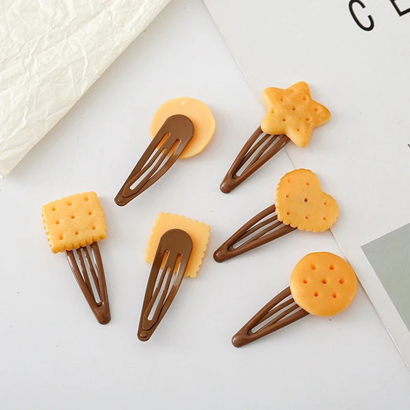 1/4Pcs Nette Keks Haarnadel Kreative Mädchen Einfache Cookie Form Seite Top Haar Clip Kopfschmuck Haar Ornament Haar zubehör – Detail 6