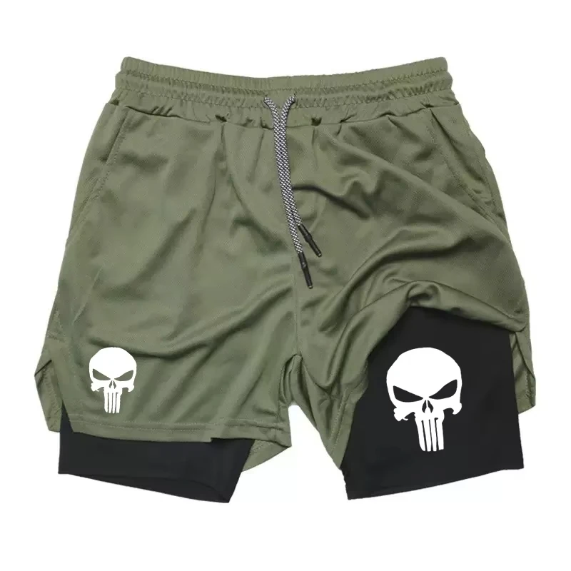 New double-layer sports shorts, running fitness gym tight shorts
