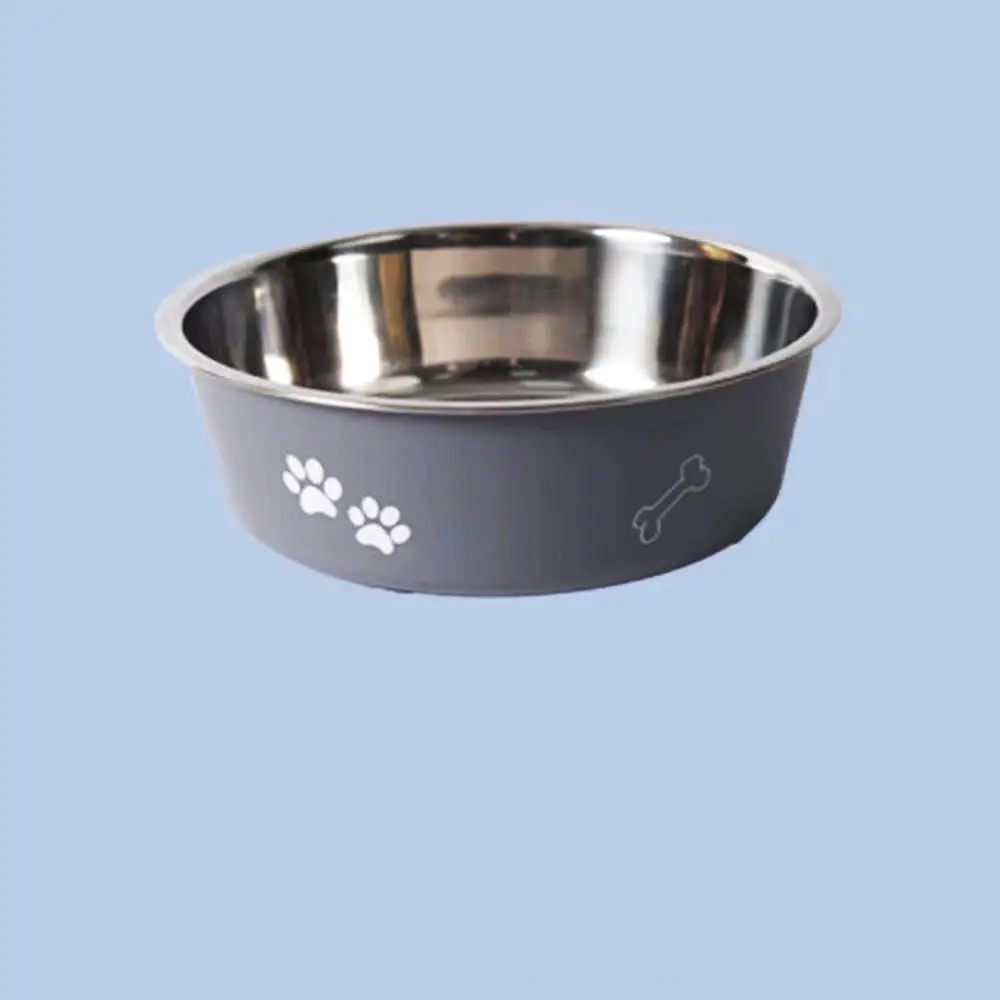 Cuenco de alimentación para Gato, cuenco individual antideslizante de plástico de acero inoxidable, bandeja para beber comida, comedero, cuenco para perro resistente a caídas
