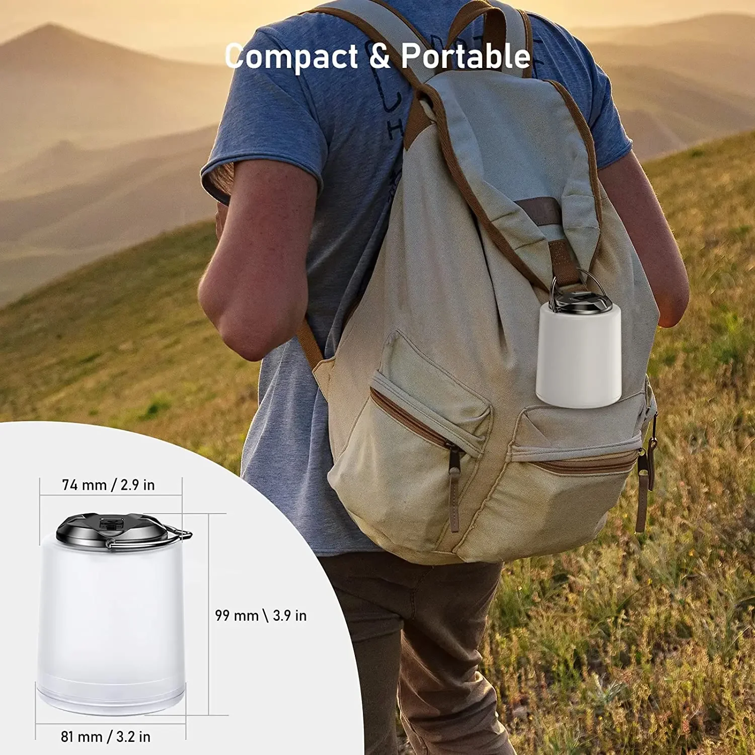 Portable camping light outdoor LEDrechargeable warm white light outdoor tent atmosphere hanging emergency waterproof