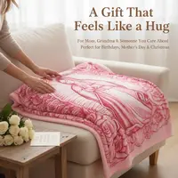 Pink Mary Floral Virgin Mary Flannel Blanket, Super Soft Prayer Throw for Mom, Grandma, Valentine's Day 3