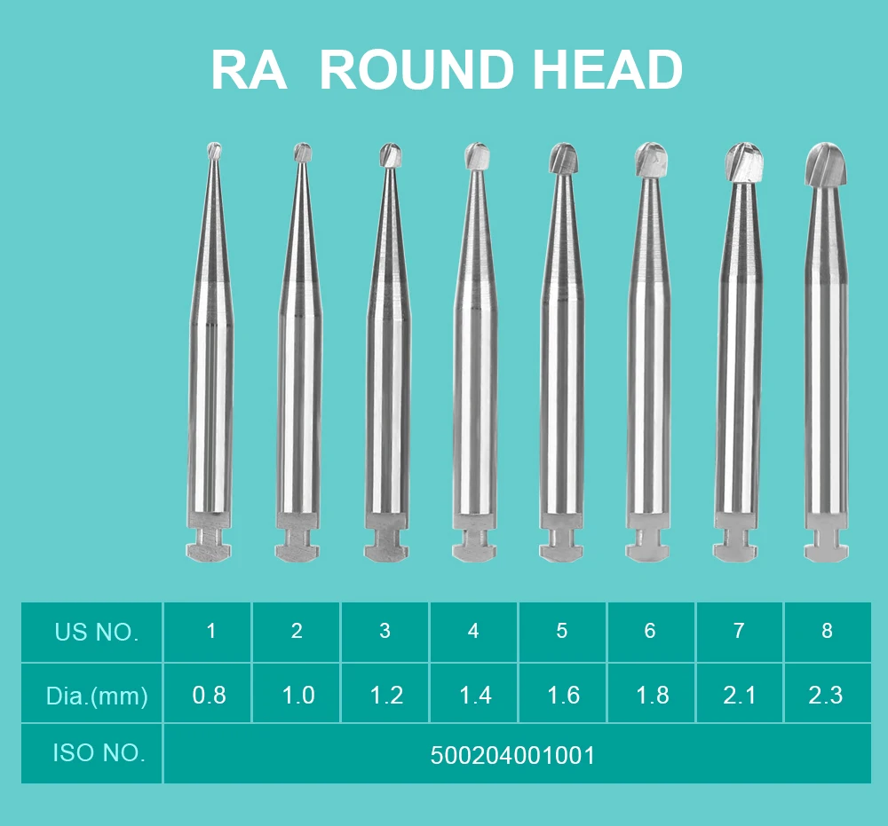 AZDENT 5 teile/paket Dental Hartmetall Bohrer RA 2,35mm Runde Bohrer für Niedrige Geschwindigkeit Handstücke Dental Burs Zahnmedizin Werkzeuge – Detail 4