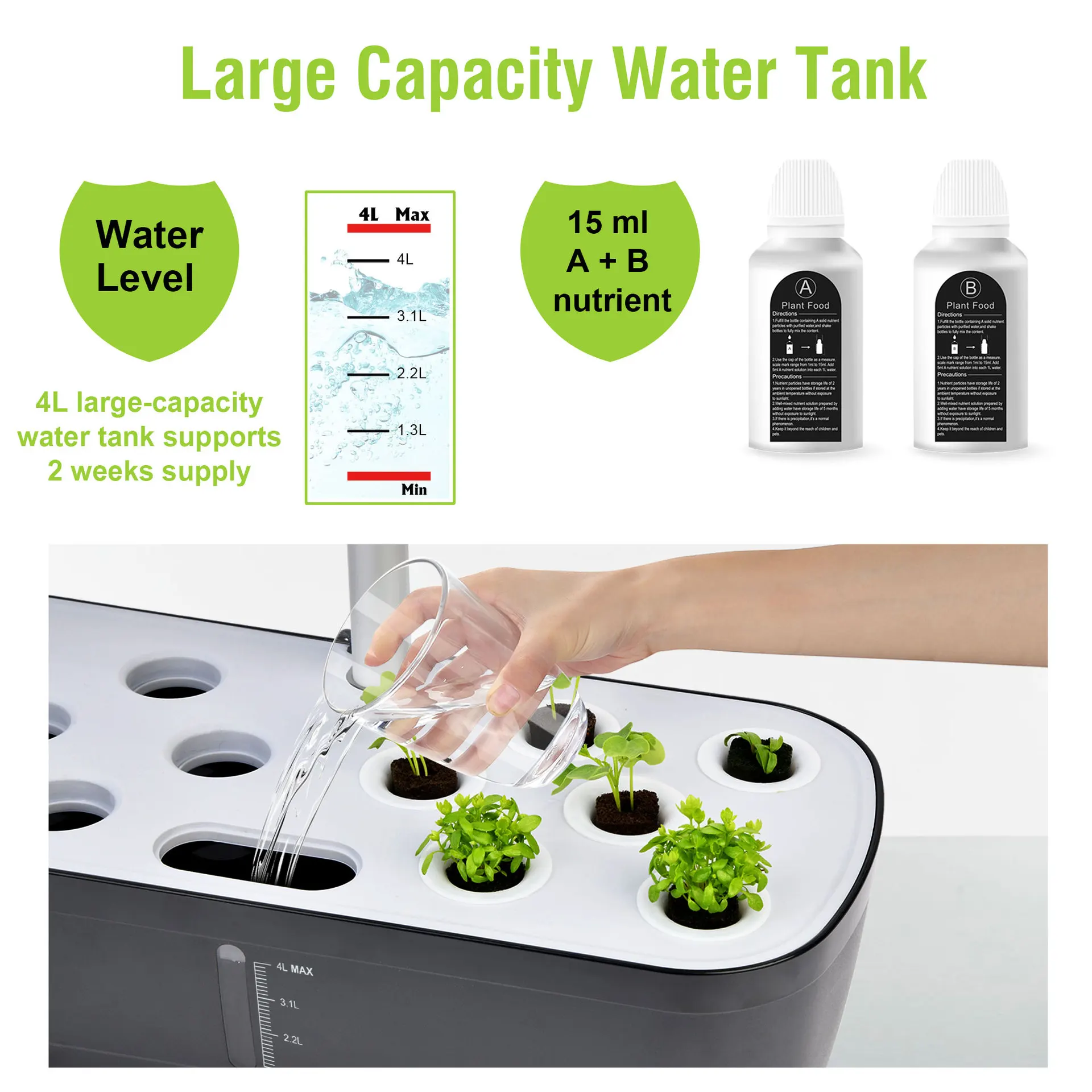 Hydroponic Growing System Indoor Garden Kit with Full Spectrum LED Grow Light 52