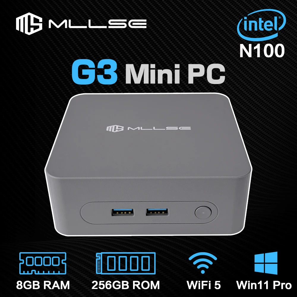Mini Pc MLLSE G3 Mini PC Gemini-Lake N100 Windows 11 Pro Intel 12th DDR4 8GB RAM 256GB ROM WiFi 5 BT4.2 Desktop Computer Work Mini Pc