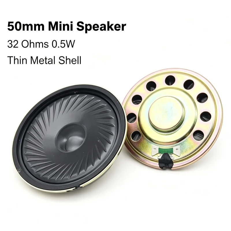 2 Stück/Set Neuer ultradünner Lautsprecher 32 Ohm 0,5 Watt 0,5W 32R Lautsprecher Durchmesser 50MM 5CM Dicke 9MM