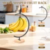 Banana Holder Stand Moon Shape Banana Hanger Rack Metal Fruit Hanger with Wood Base Stable Stand Decorative Grape Stands Holder 1