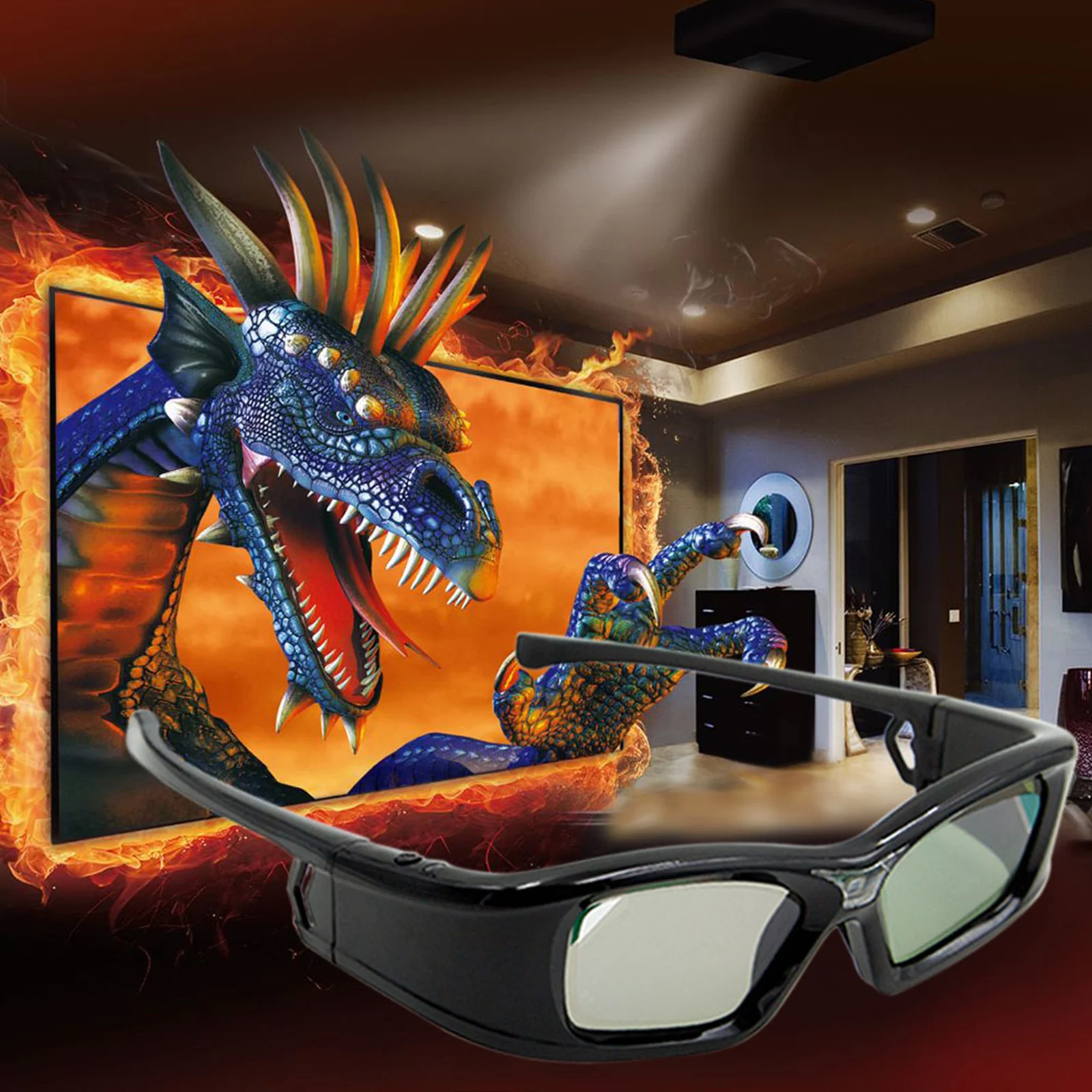 1piece GL410 3D Glasses for Projector Full HD Active DLP Link for Optama Acer BenQ ViewSonic Sharp Dell DLP Link Projectors