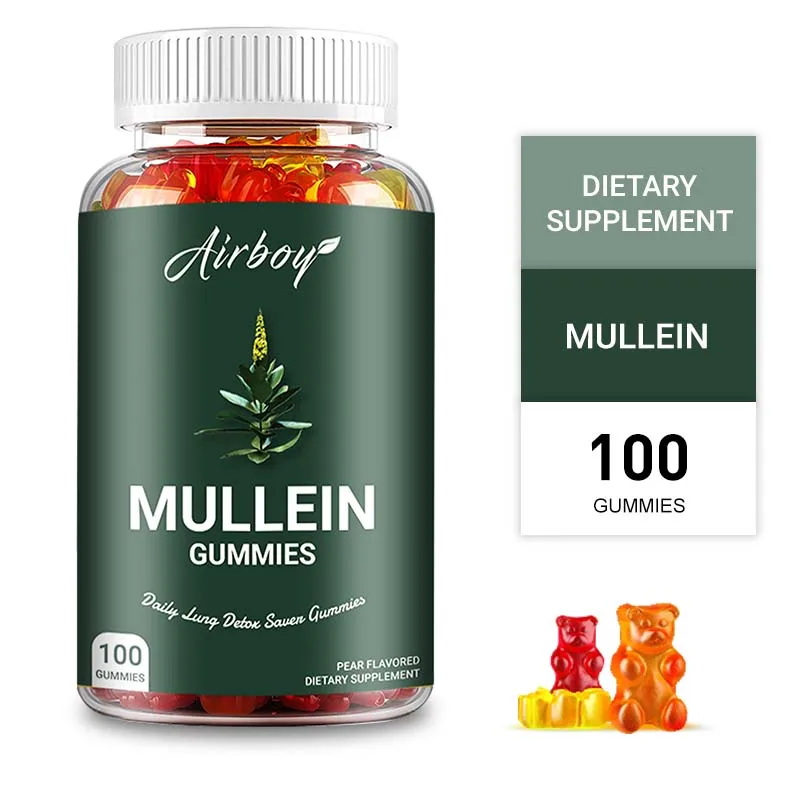 Mullein Gummies Mushroom Gummies Mullein Leaf Extract Relieves Coughs Improves Digestion Supports Respiratory Cleansing and Detoxification