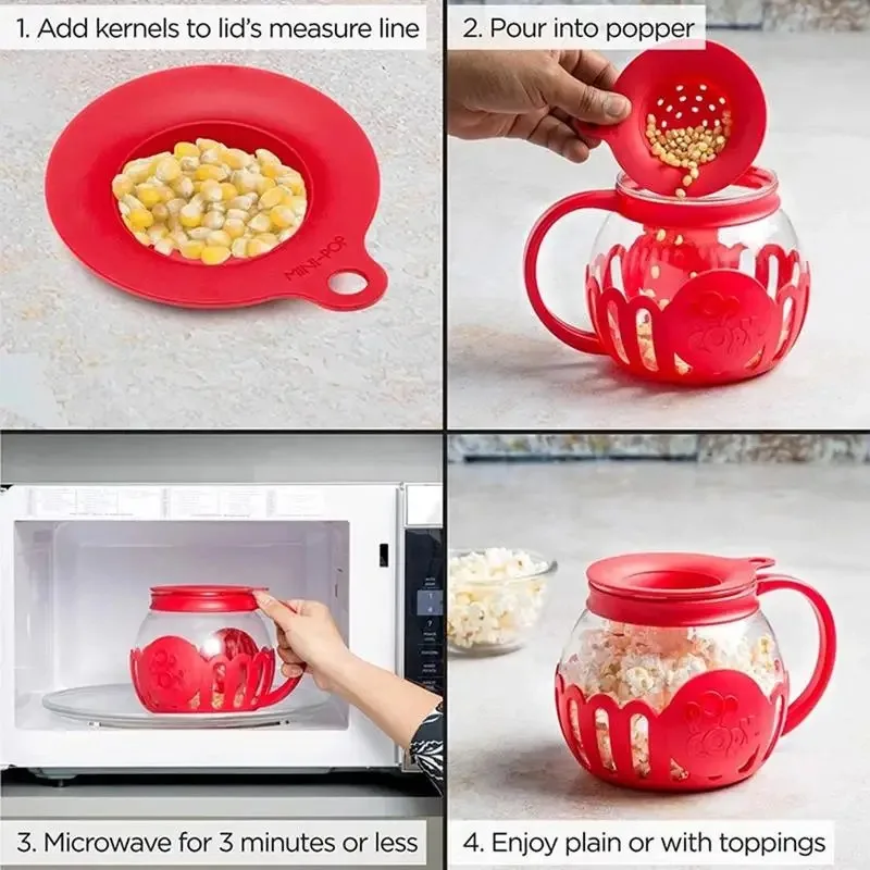 New Popcorn Maker Microwave Snack Popcorn Air Poppers 2.25 Quart Popcorn Bowl Borosilicate Kitchen Accessories for Homemade liji