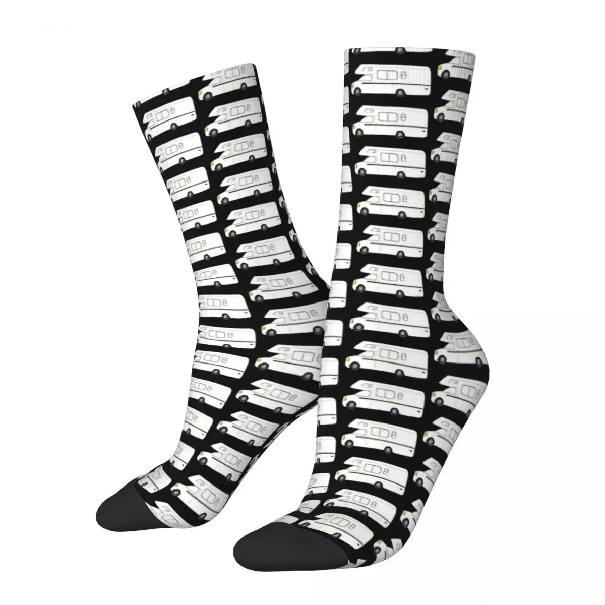 Hot Sale Retro RV Motorhome Camper - Black Background Adult Socks,Unisex socks,men Socks women Socks