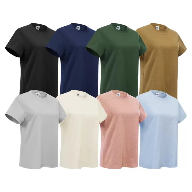 2026 new women's straight shoulder bamboo joint cotton ice T-shirt 1