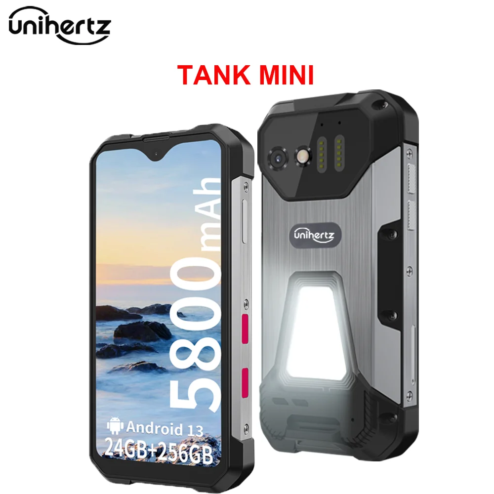 Unihertz 8849 Tank Mini Rugged Smartphone 4.3 Inch Display Android 13 5800mAh 24GB 256GB Helio G99 Octa Core 100MP Cameras IP68