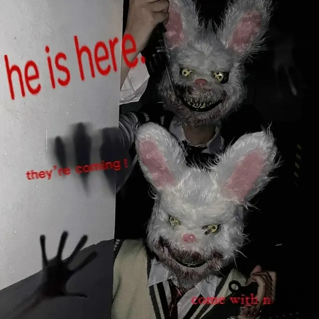 Bloody Plush Bunny Mask Halloween Ghost Festival Mask Realistic Bloody Bear Headgear Performance Prop Halloween Horror Mask - Image 3