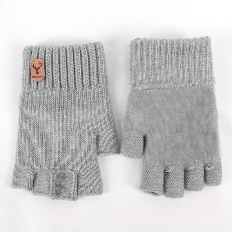 Unisex Elastic Knitted Fingerless Gloves Winter Thicken Warm Touch Screen Mittens for Men Women Warm Half Finger Work Gloves fingerless gloves half finger gloves