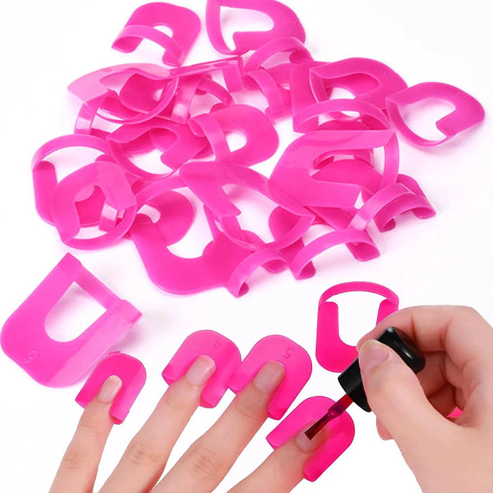 

26pcs Plastic Nail Polish Protector for Fingers U Curve Shape French Stickers Stencil Reusable Soft Manicure Nail Covers Tools