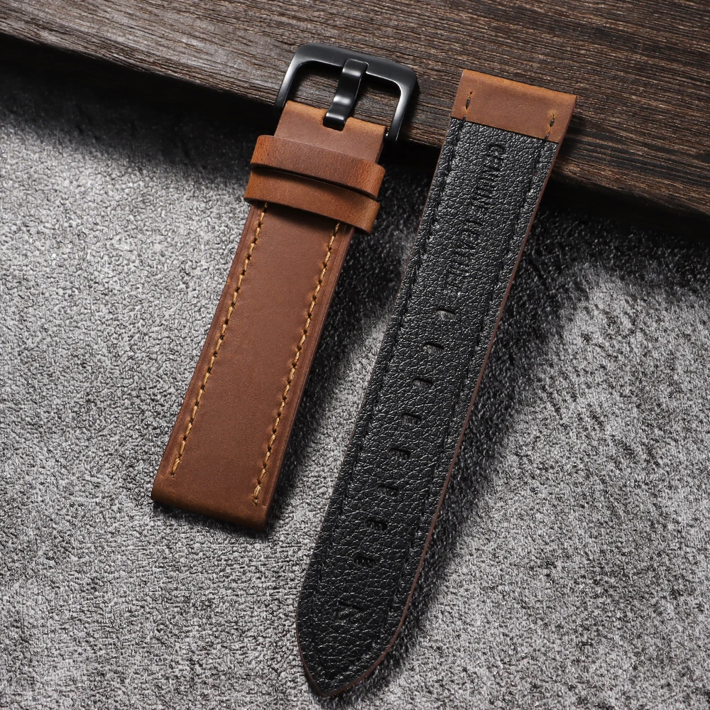 Calfskin Genuine Leather Watchbands - Premium Black & Brown Smartwatch Strap Collection