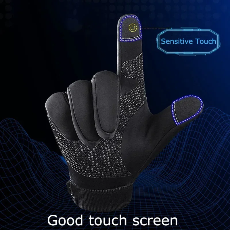 Kyncilor Winter Cycling Gloves Full Finger Windproof Waterproof Bike Gloves Touch Screen Bicycle Thermal Warm Sport Glove