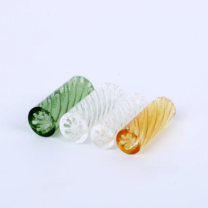Retail 5pcs/box In Stock 8 Holes Spiral Screw Line Style Transparent Smoking Glass Filter Tips with 8 Holes Smoking Accessories