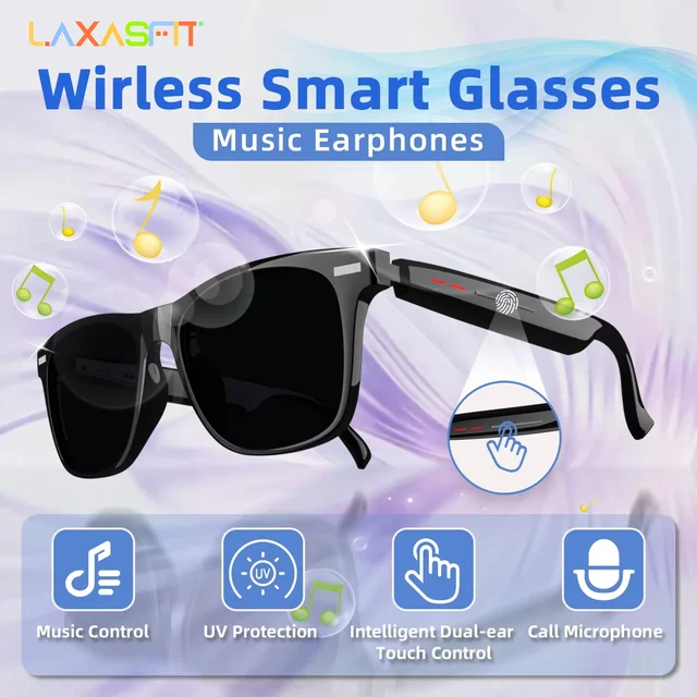 LAXASFIT Smart Sunglasses Blue Light Protection Bluetooth Calling Music Player UV Protection For Men and Women Smart Glasses