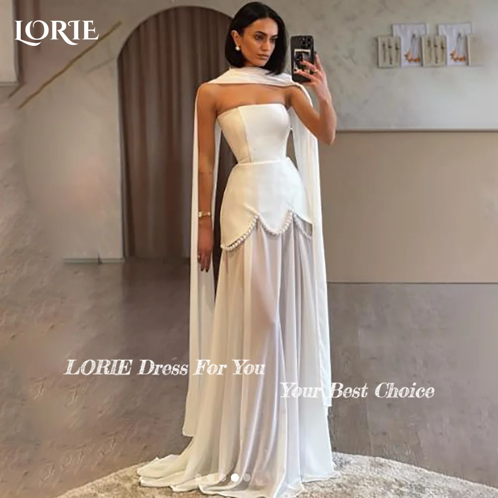 LORIE Pearls Wedding Dress Strapless A-line Princess Ribbon Bride Gown Illsion Tulle Corset Bride Dress молодожены