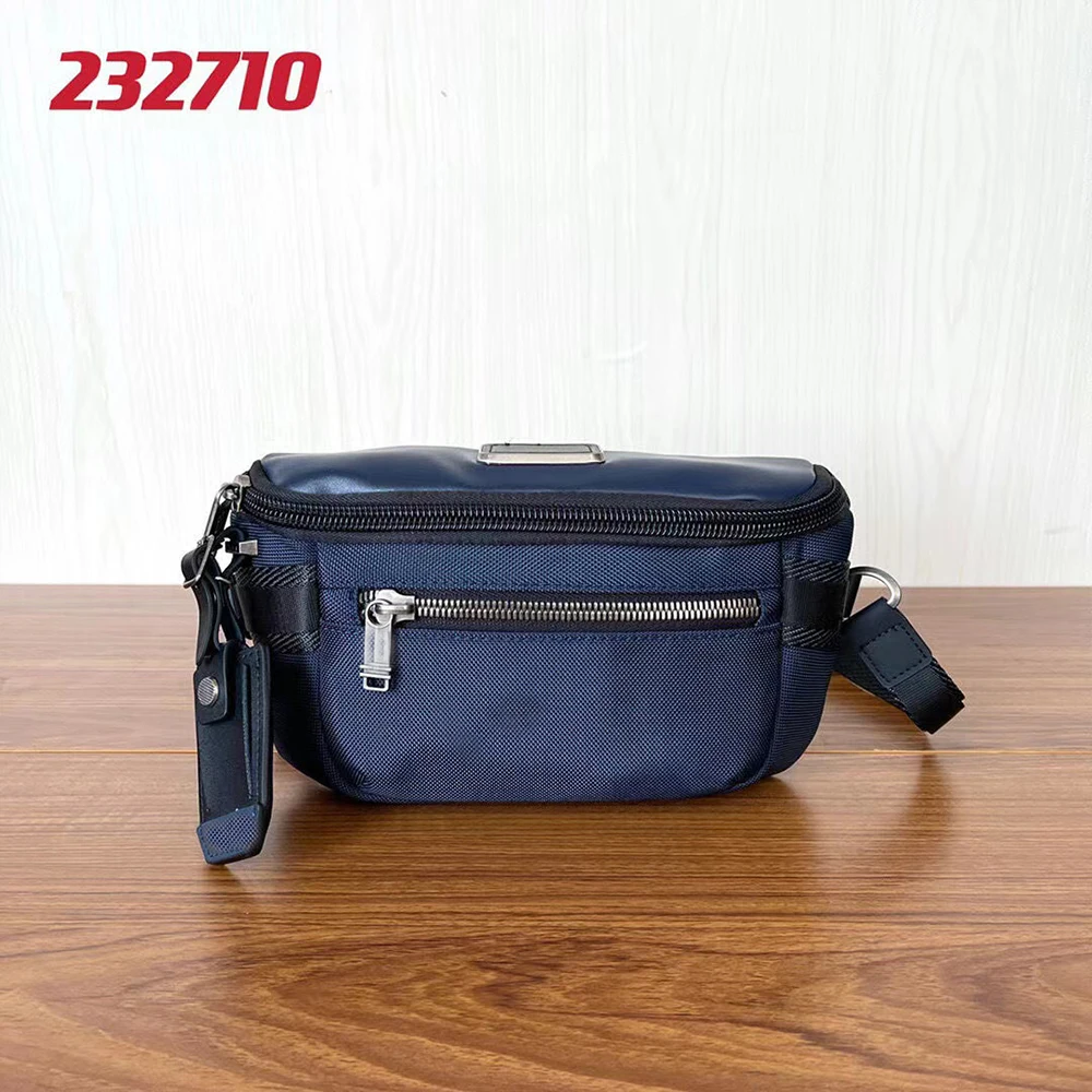 

have logo high quality 232710 Men's Chest Bag Blue Nylon Waist Bag Bag for Men