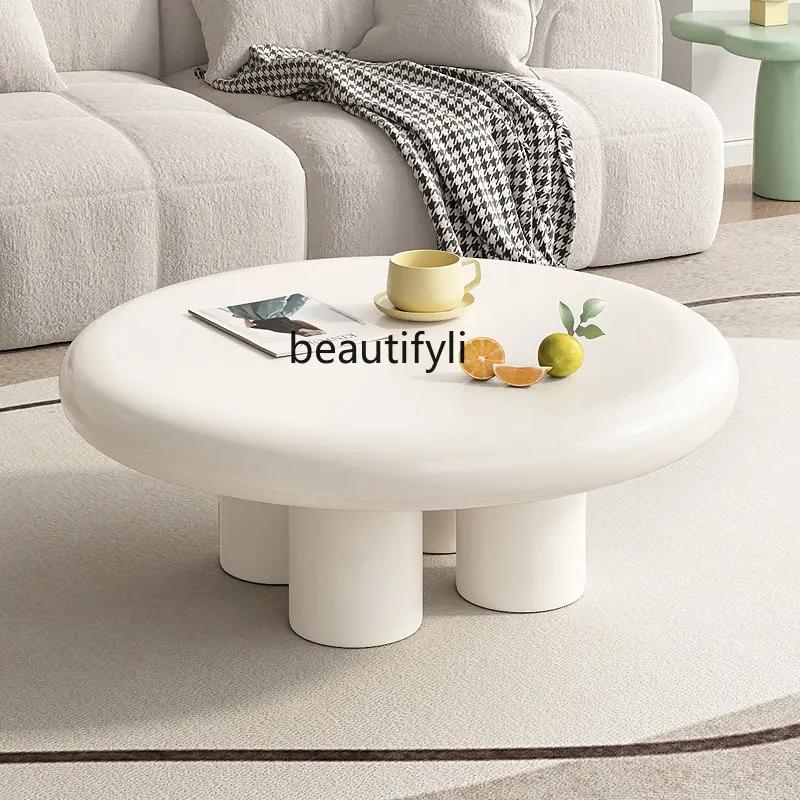 

round Tea Table Modern Simple Small Apartment Living Room High Sense Coffee Table Side Table Cabinet Combination