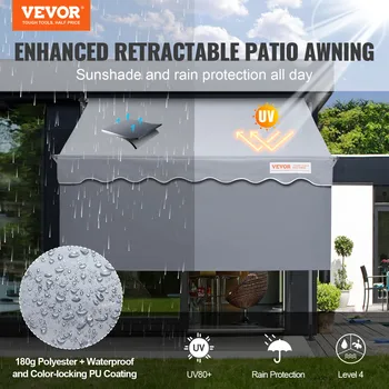 VEVOR Manual Retractable AwningAdjustable Patio Door Window Awning Canopy with 39 2