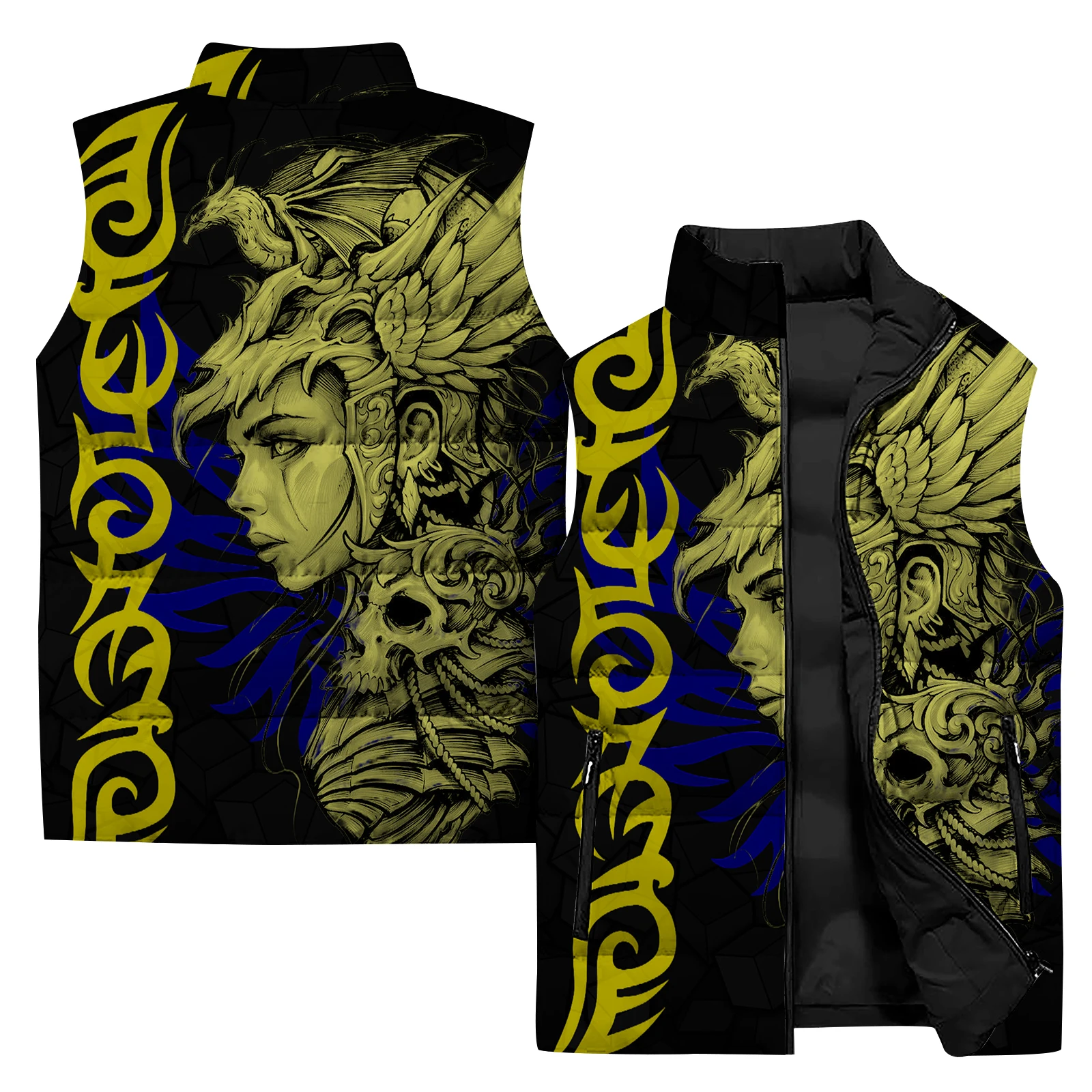 thumbnail image 1 of Chaqueta sin mangas de invierno para hombre, chaqueta con estampado retro 3D, chaleco para deportes al aire libre, chaqueta informal de moda para hombre, cortavientos, 1 of 5