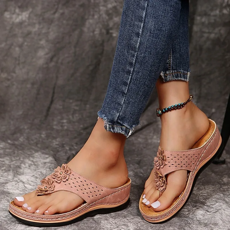 Women Summer Flip Flops Outdoor Slippers Wedge Sandals Non-slip Casual Shoes - Picture 9 of 10