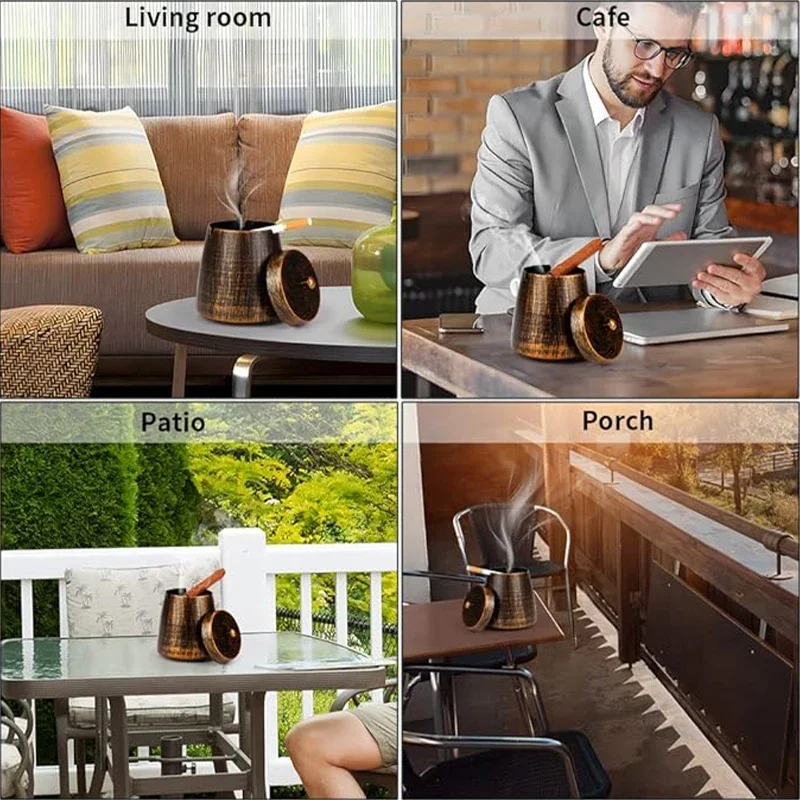 Outdoor Ashtrays for Patio with Lid Outdoor Ash Tray Sets for Cigarettes Stainless Steel Ashtray with Lid Outside portable ashtray cigarettes ashtray silicone ashtray stainless steel ashtray metal ashtray air purifier ashtray wood ashtray ceramic ashtray