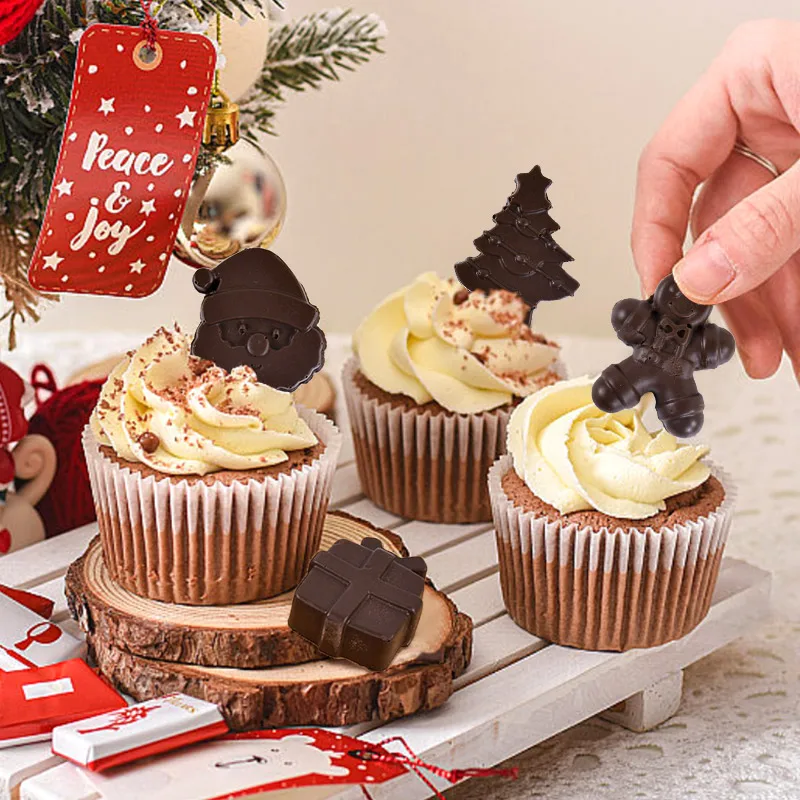 Christmas Silicone Chocolate Molds Gingerbread Man Snowflake Xmas Tree Candy Cookie Moulds DIY Baking Tool New Year Cake Decor