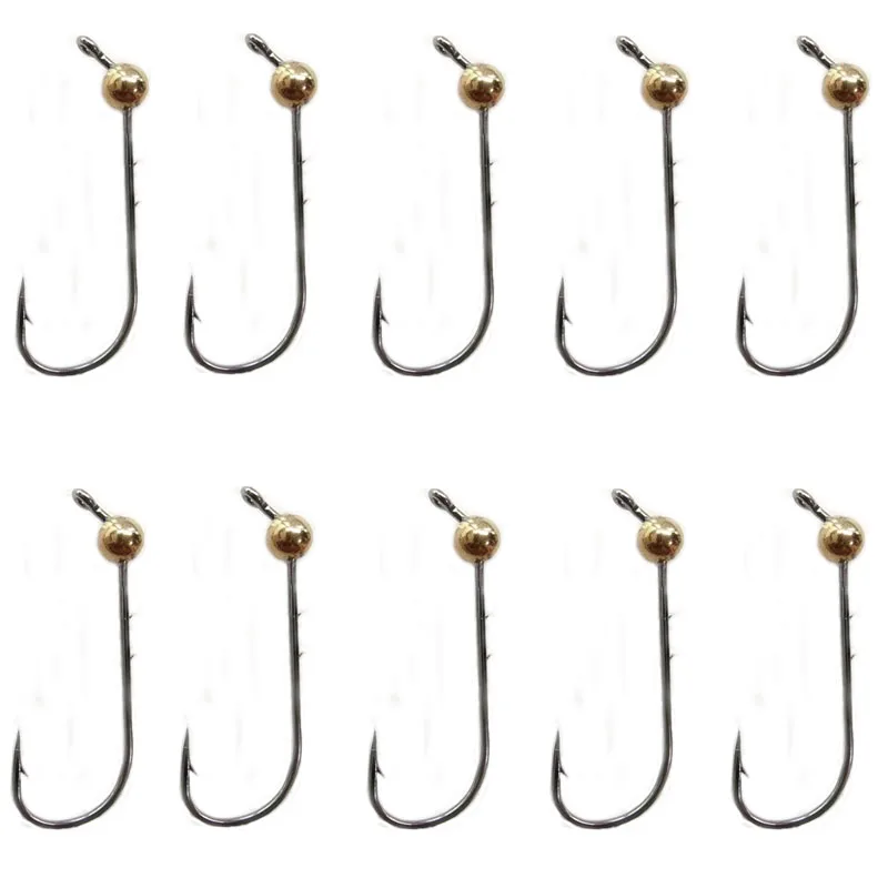 5pcs Mini Jig Head Hook Copper Head Hook Barbed Fishhook Trout Soft