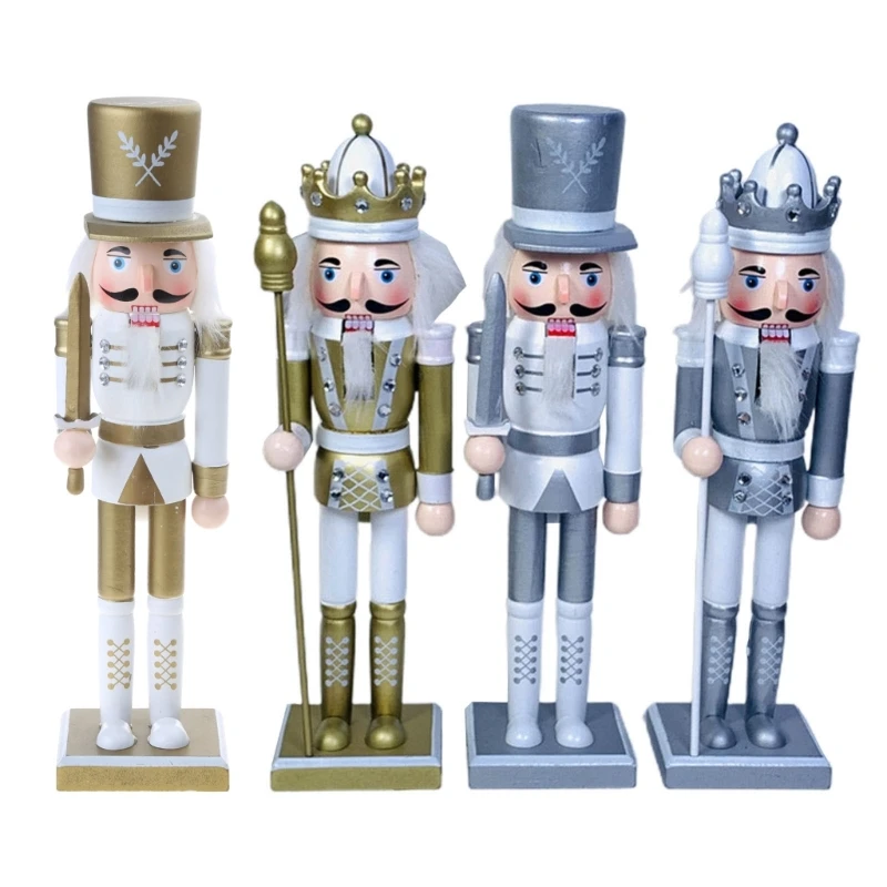 

30cm Nutcracker Soldier King Wooden Figurine Toy Christmas Decor for Shelves