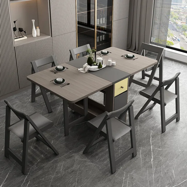 組立式 ダイニングテーブル 2〜4人用 拡張可能 折りたたみ テーブル 収納付き 拡張 2?4人 ダイニングテーブル 折りたたみ テーブル 収納 ブラック