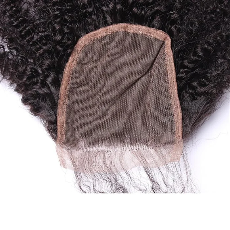 Afro Kinky Curly Lace Closure Human Hair 4x4 Lace Closure Free Part Transparent Baby Hair Brazilian Remy Extension