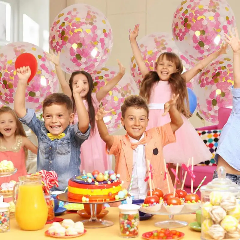 Balloons With Golden Paper Latex Party Balloon 100Pieces 12Inches Confetti Balloons Transparent Multicolor Sequin Balloon