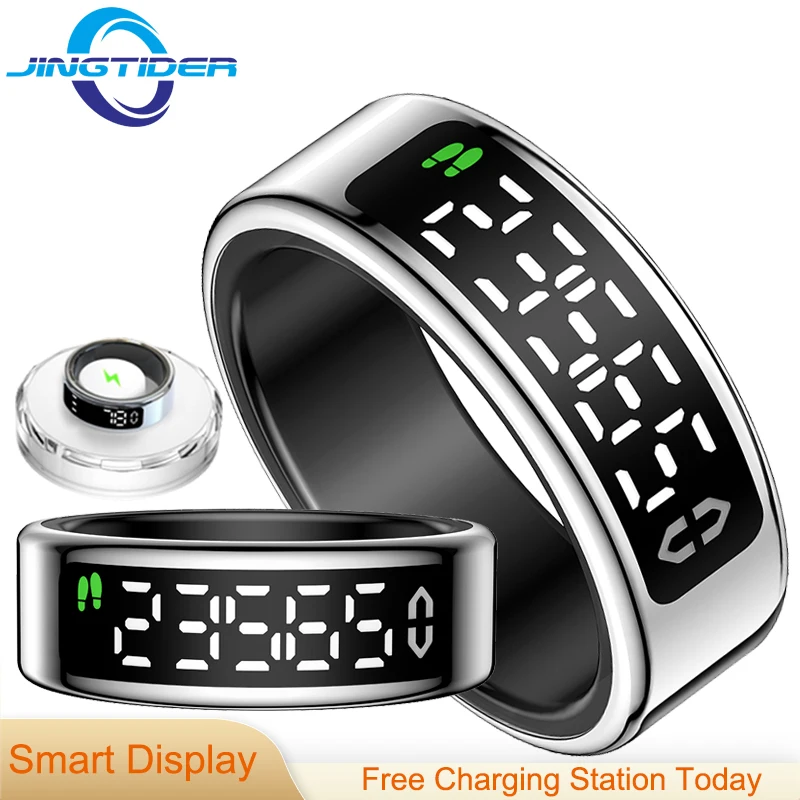 SY01 Men Women Smart Ring Smart Display Stainless Steel IP68 5ATM Waterproof Heart Rate Blood Oxygen Monitor Fashion Finger Ring 1