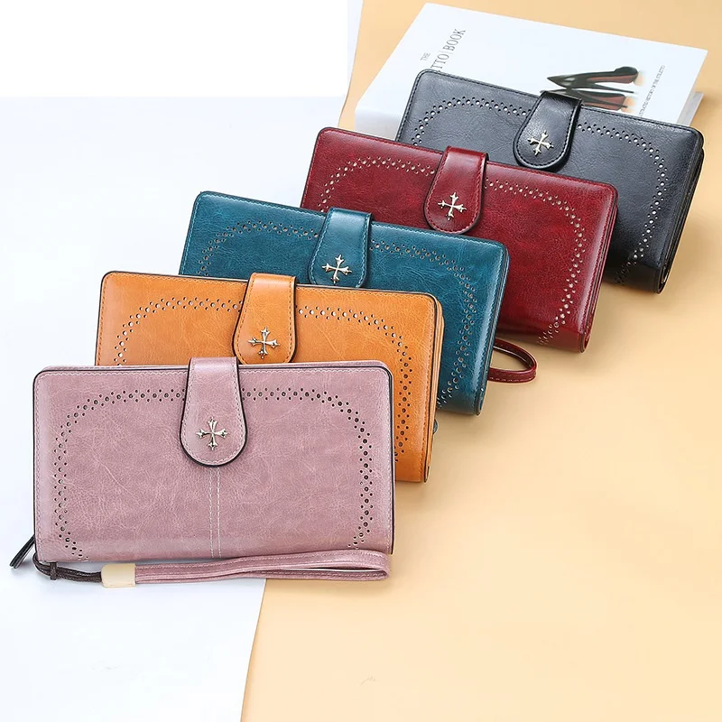 Women Wallet High Quality RFID Anti-theft Leather Wallets for lady Long Zipper Ladies Card Holder Wallet Female Clutch Bag Purse