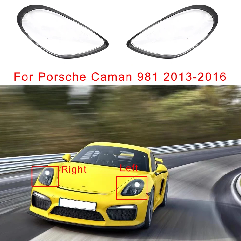 

Car Front Headlight Cover For Porsche Cayman 981 2013 2014 2015 2016 Plexiglass Lens Replace Lampshade Transparent Lamp Shell