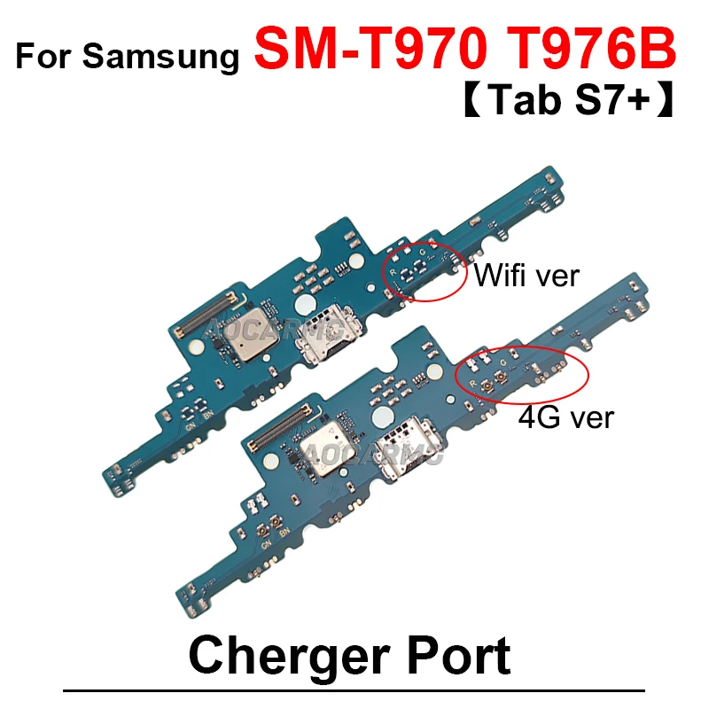 USB 충전 포트 충전기 도크 플렉스 케이블 수리 부품, 삼성 갤럭시 탭 S7 + S7 플러스 SM-T976B T970 T976 4G 와이파이 버전