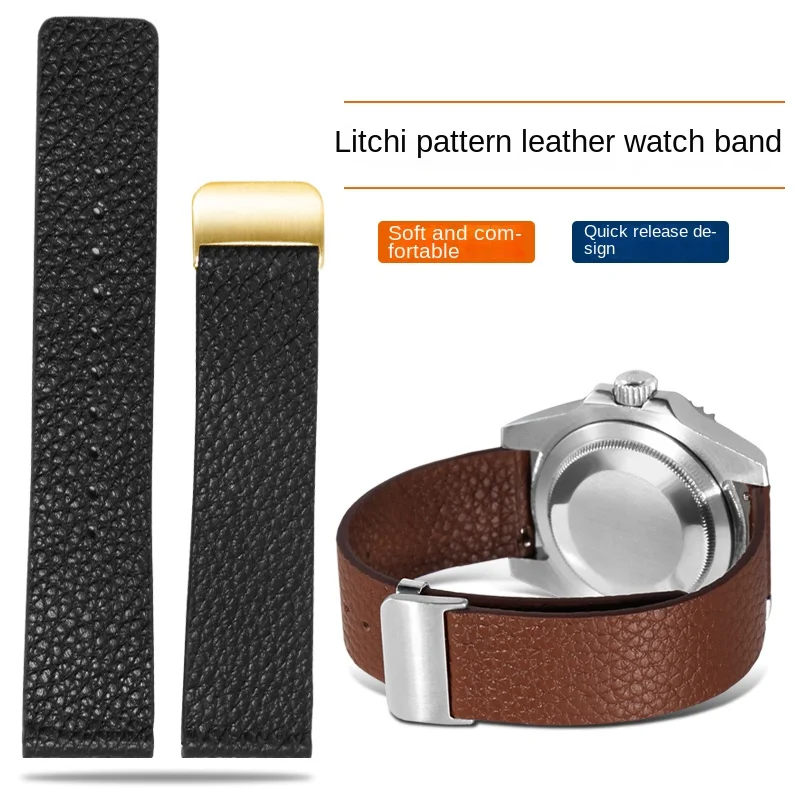 

General Brand Lychee Leather Watch Band With 18/16/20/21/22mm Soft Ultra-thin Leather Strap.